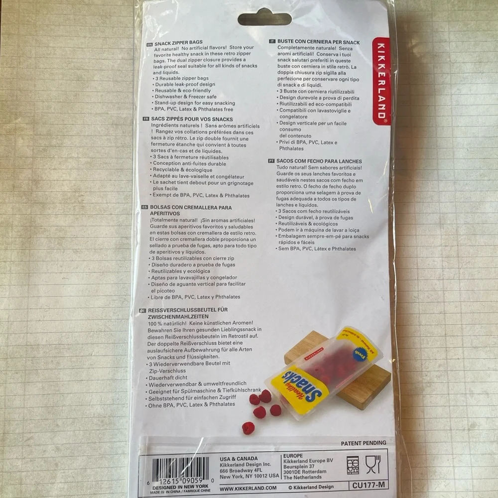 Kikkerland Reusable Snack Zipper Bags